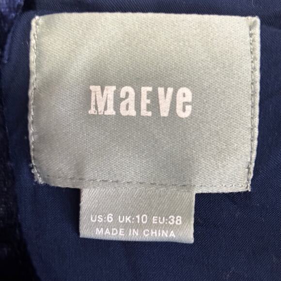 Maeve Blue Velvet Button Front Tie Neck Tunic Womens 6 Formal Dressy Holiday Fun - Picture 12 of 15